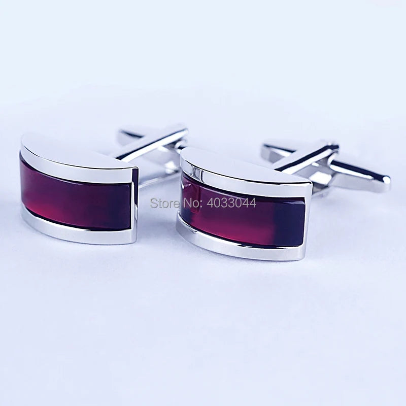 Red Onyx Cufflinks For Shirts Rectangle Men's Accessories Set Rhodium Plated Jewellery 2pcs Cuff Link OnlyArt Jewelry