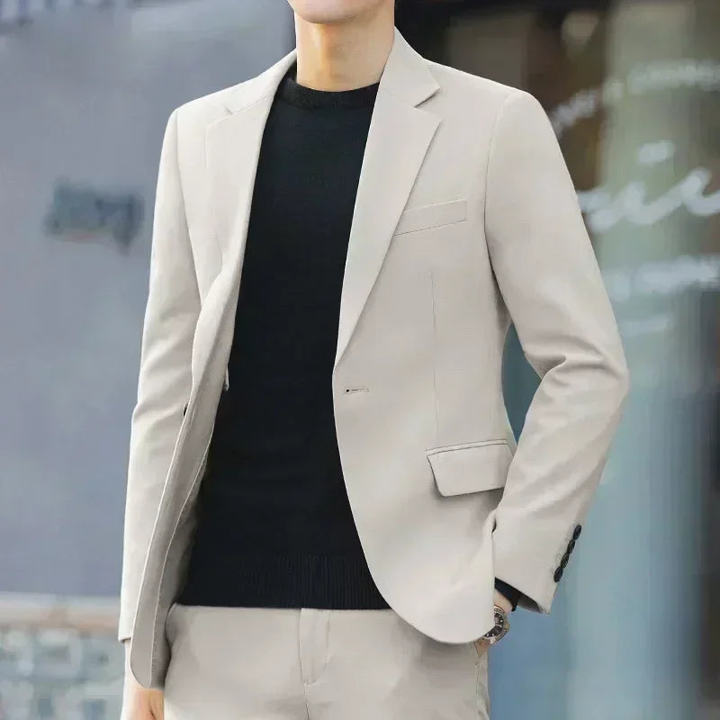 S-6XL Men's Business Casual Suit Korean Style Trendy Slim Fit 2 Piece Set