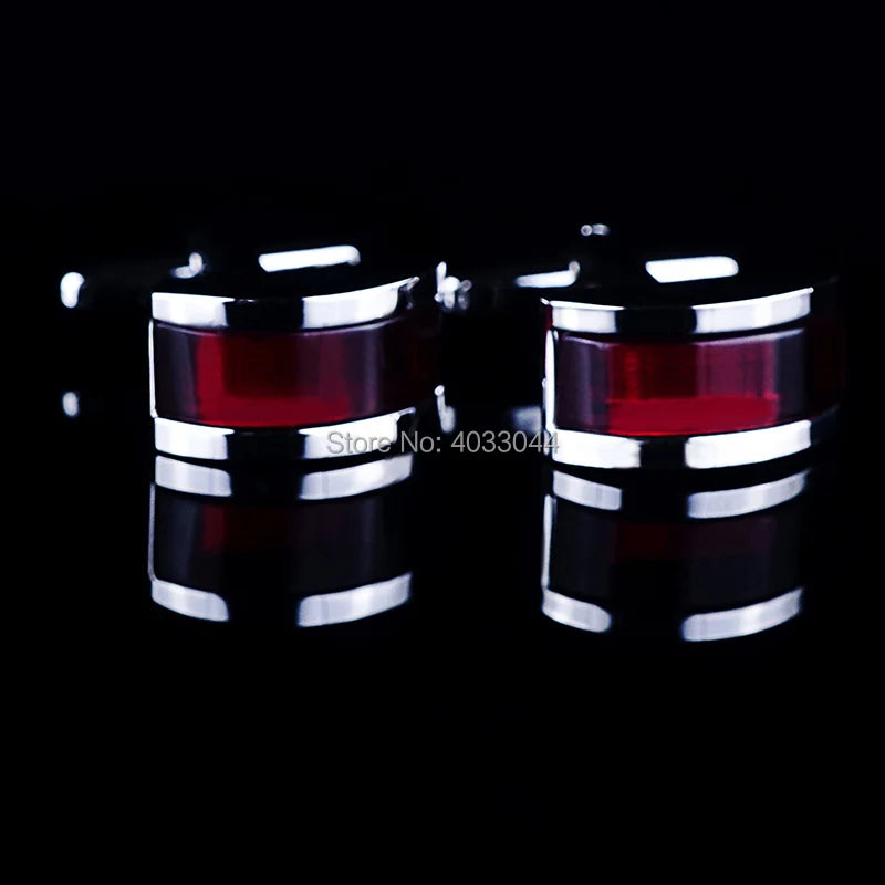 Red Onyx Cufflinks For Shirts Rectangle Men's Accessories Set Rhodium Plated Jewellery 2pcs Cuff Link OnlyArt Jewelry