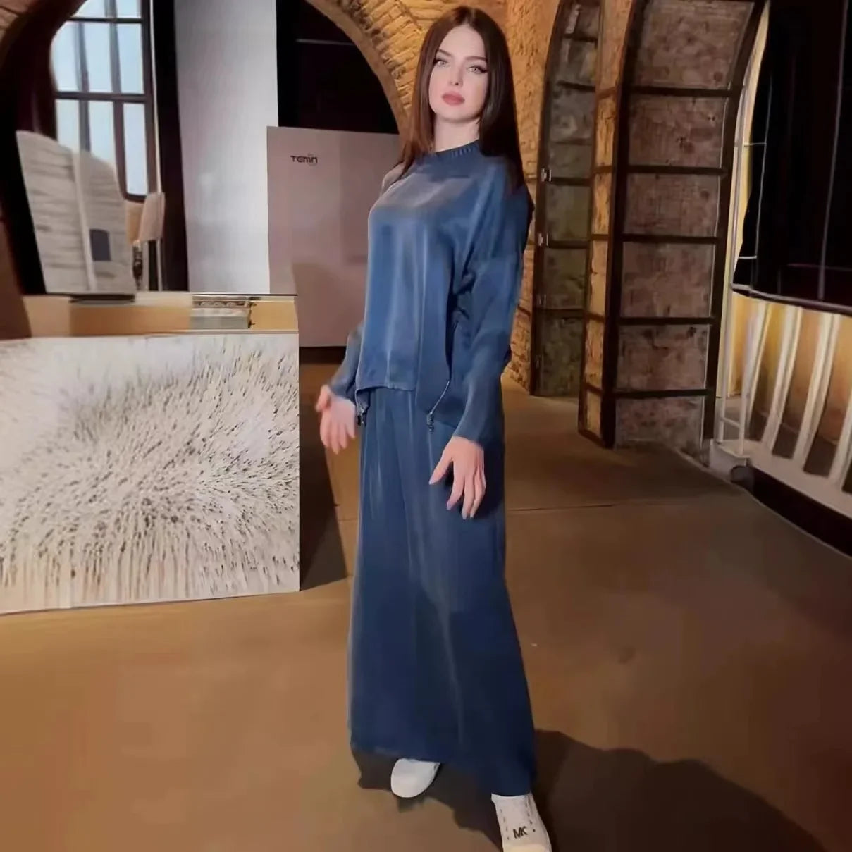 Women Eid Muslim Sets Solid Tops Skirt Ramadan Morocco Dubai Outfits Islamic Arab Two Pieces Dress Abaya Kaftan Suit Robe