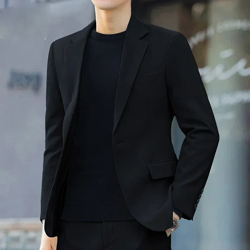 S-6XL Men's Business Casual Suit Korean Style Trendy Slim Fit 2 Piece Set