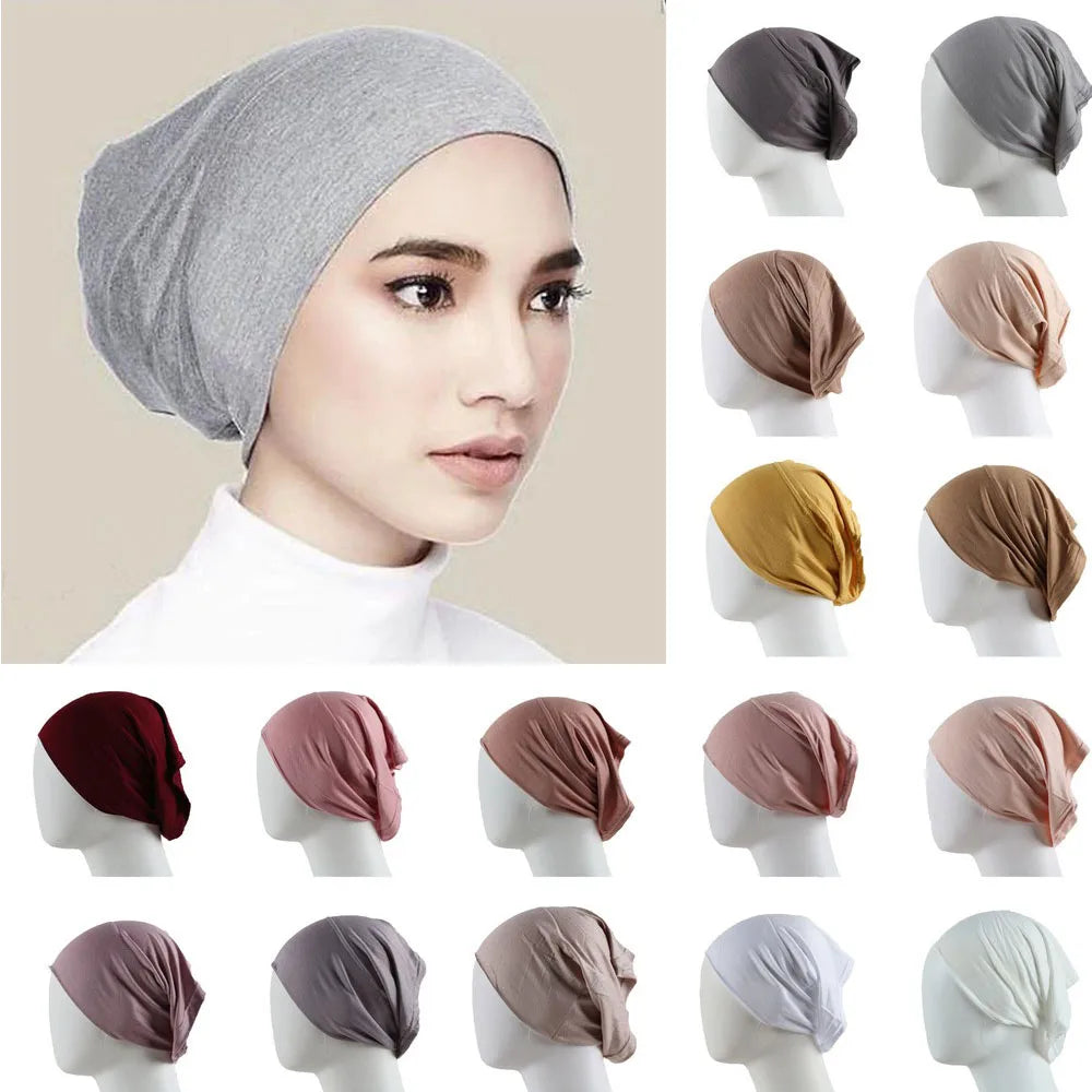 Inner Hijab Cap Muslim Turban Islam Underscarf Undercap Bonnet 53 Color Soft Jersey Stretch HIjabs Tube Caps Turbante Mujer