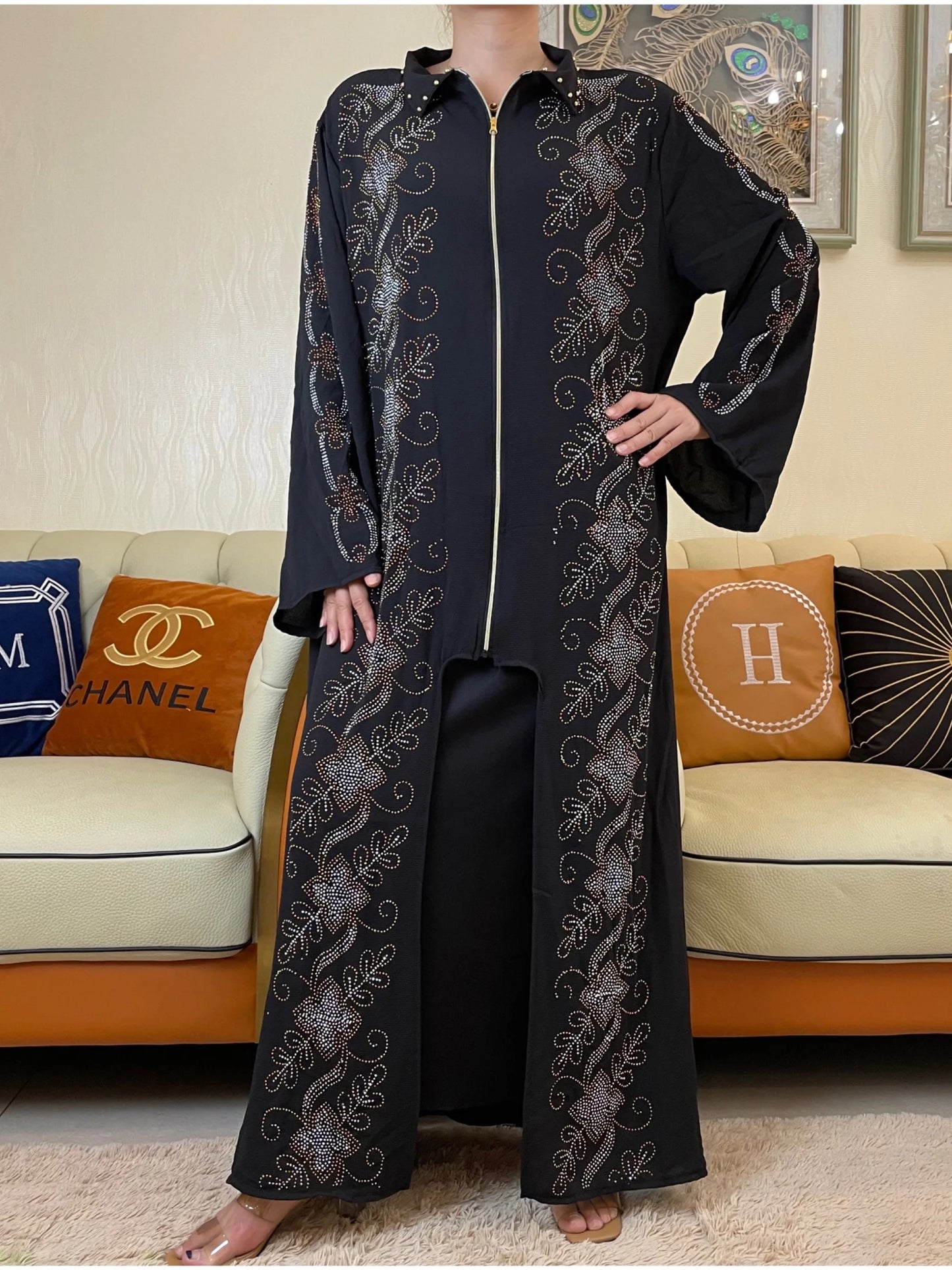 New Abayas For Women Elegant Hijab Dress Dubai Turkey Muslim Long Sleeve  Caftan Marocain Shiny Stones Kimono Islamic Clothing