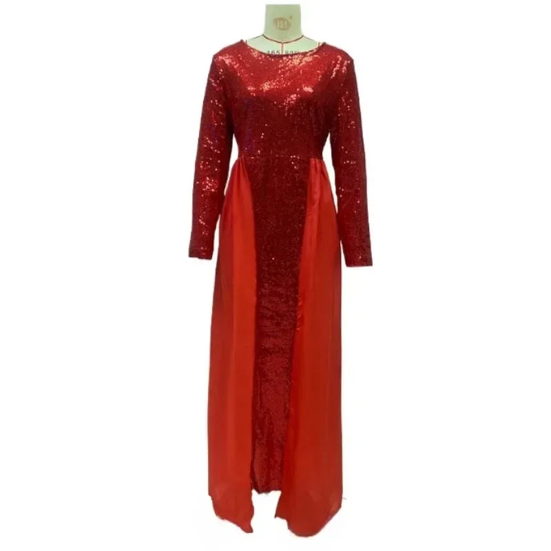 Women Muslim Fishtail Formal Dress Long Sleeve Islamic Clother Slim Fit Noble Abaya Turkey Sequin Elegant Malaysia Morocco