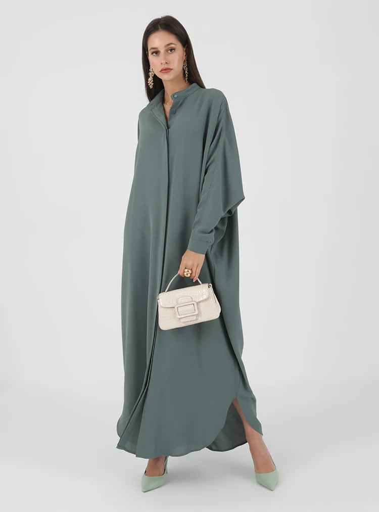 Casual Abayas for Women Clothing Muslim Fashion Bat Sleeve Long Dresses Abaya Kimono Dubai Hijab Dress Caftan Jilbab Kaftan