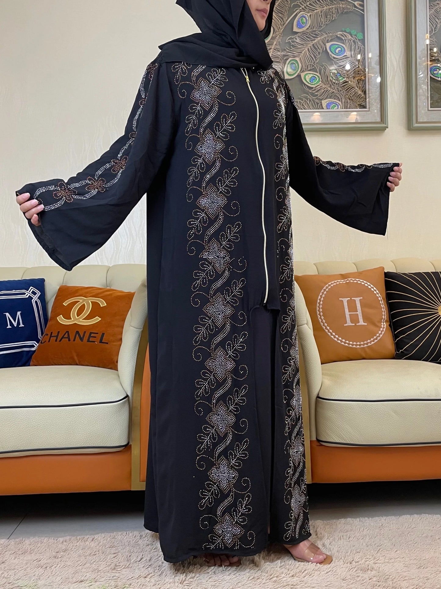 New Abayas For Women Elegant Hijab Dress Dubai Turkey Muslim Long Sleeve  Caftan Marocain Shiny Stones Kimono Islamic Clothing