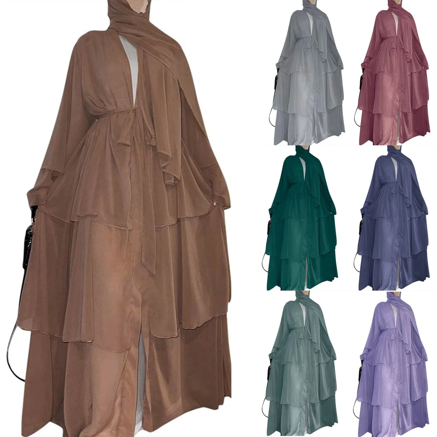 Muslim Chiffon Open Abaya Dubai Turkey Kaftan Cardigan Robe Abayas Dresses For Women Casual Robe Kimono Caftan Islam Clothing