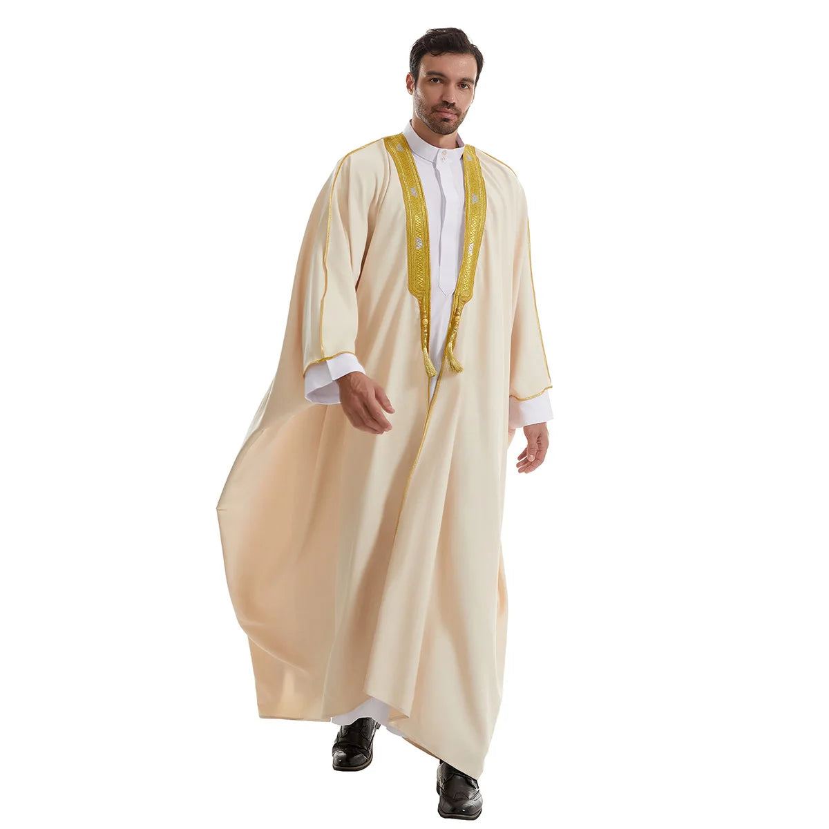 Men's Thick Fabric Embroidered Outer Robe, Middle East, Luxury, Dubai, Arab, Arab, Muslim, Ramadan, Morocco, Fashion