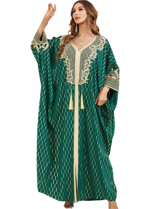 African Muslim Dress for Women Abayas Bat Sleeve Abaya Loose Oversized Caftan Tassel Islam Vestidos Moroccan Kaftan Elbise 2024