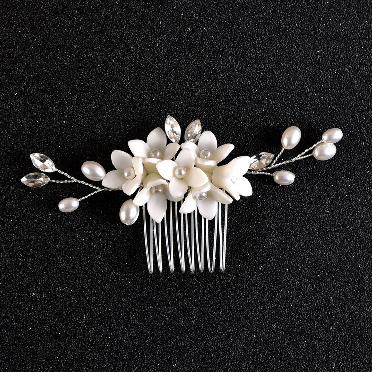 White Pearl Flower Hair Combs Jewelry Bridal Tiaras Women Headband Bridal Hair Jewelry Wedding Hair Accessories For Bride