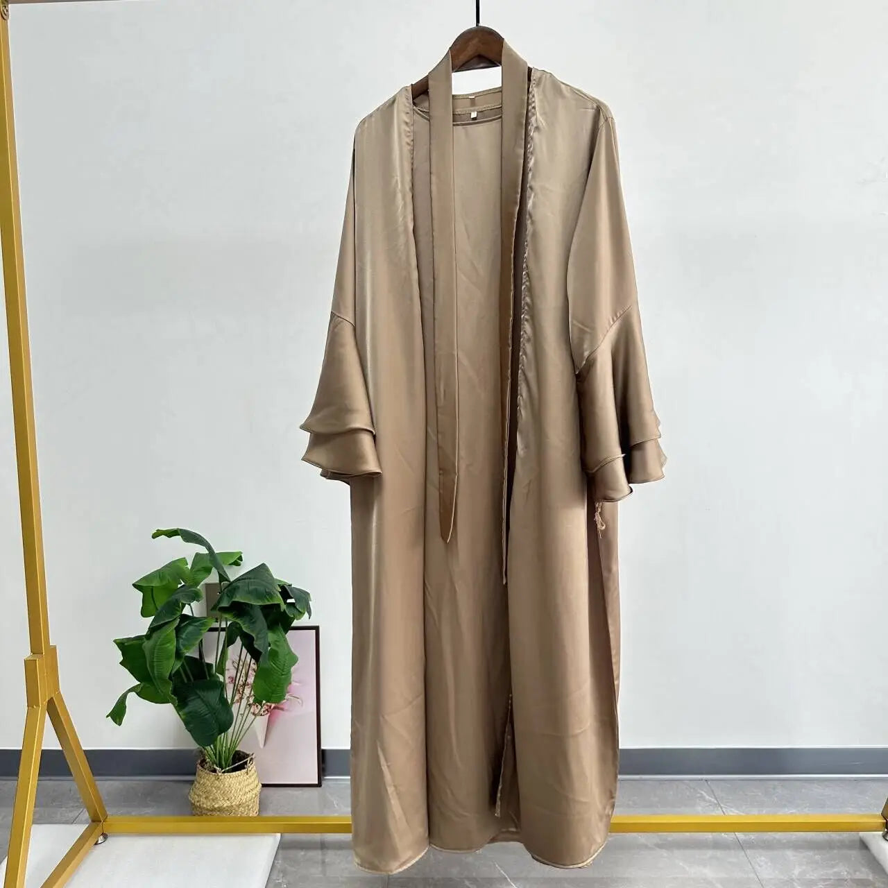 Abaya Set with Open Kimono and Sleeveless Inner Dress for Muslim Women