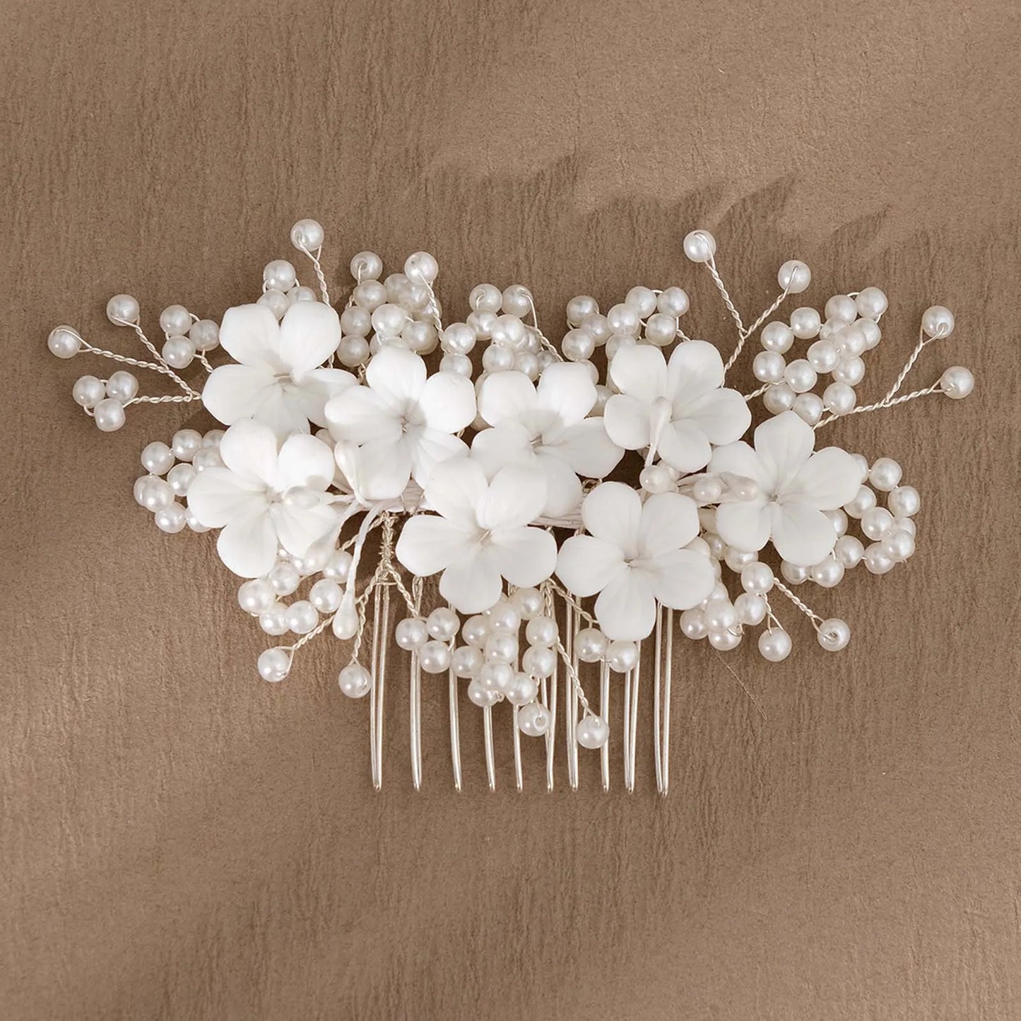 White Pearl Flower Hair Combs Jewelry Bridal Tiaras Women Headband Bridal Hair Jewelry Wedding Hair Accessories For Bride