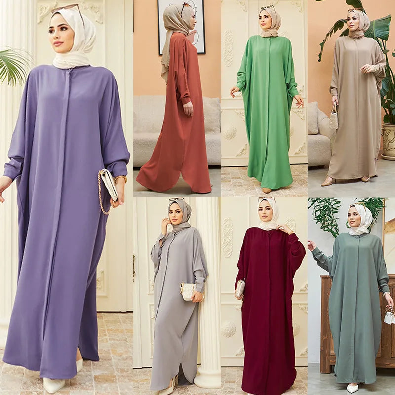 Casual Abayas for Women Clothing Muslim Fashion Bat Sleeve Long Dresses Abaya Kimono Dubai Hijab Dress Caftan Jilbab Kaftan