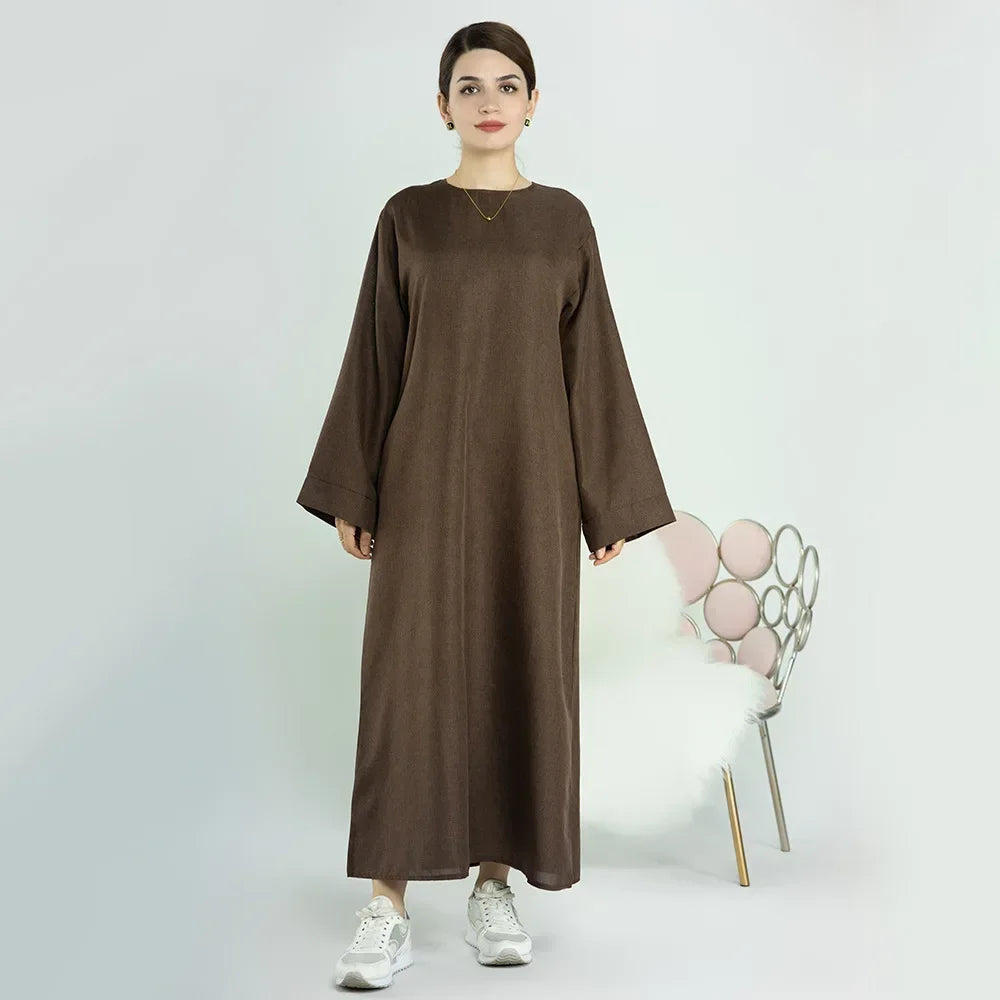 Cotton Linen Abaya Closed Muslim Dress Turkey Loose Casual Abayas Dubai African Dresses for Women Kaftan Robe Islam Clothing