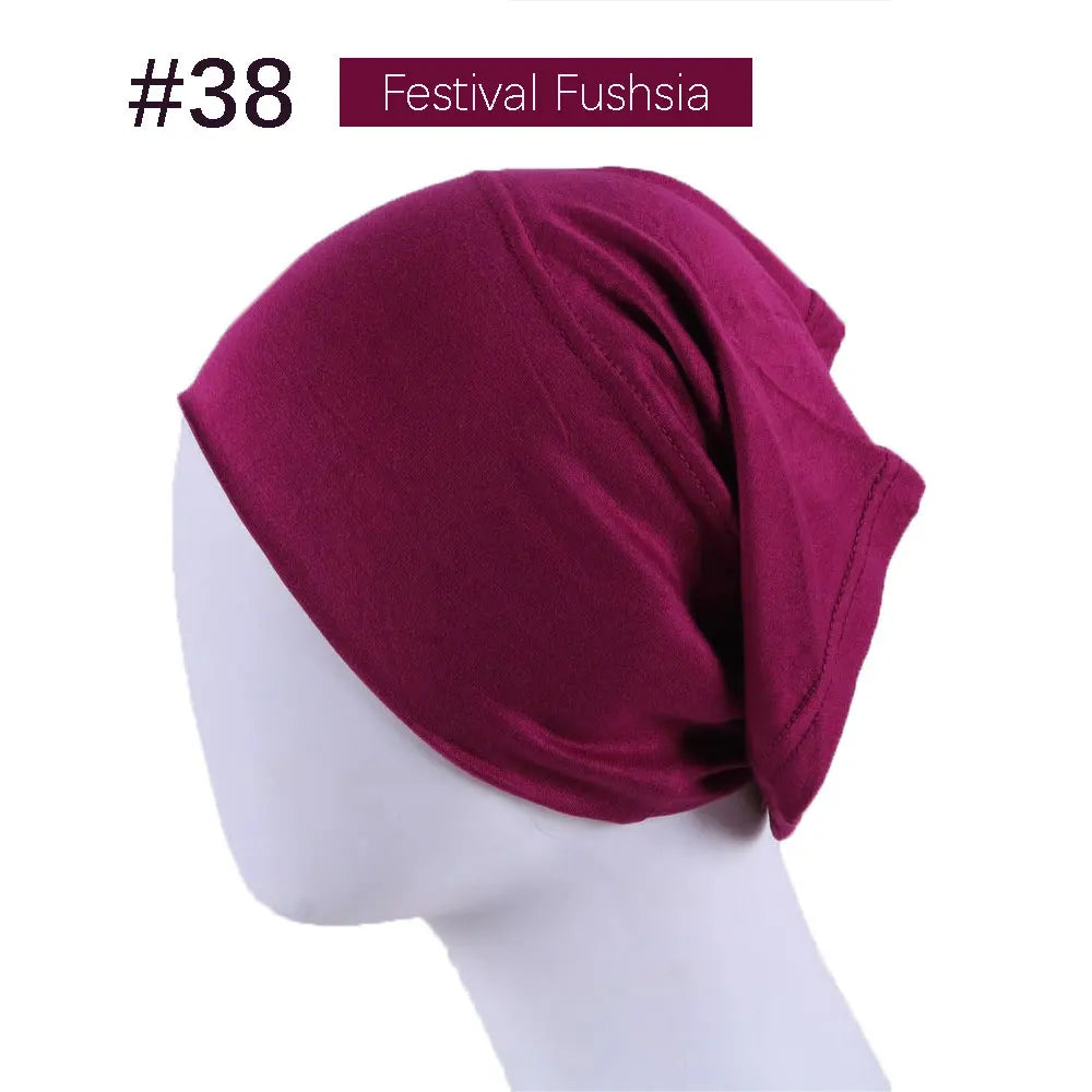 Inner Hijab Cap Muslim Turban Islam Underscarf  Undercap Bonnet 53 Color Soft Jersey Stretch HIjabs Tube Caps Turbante Mujer