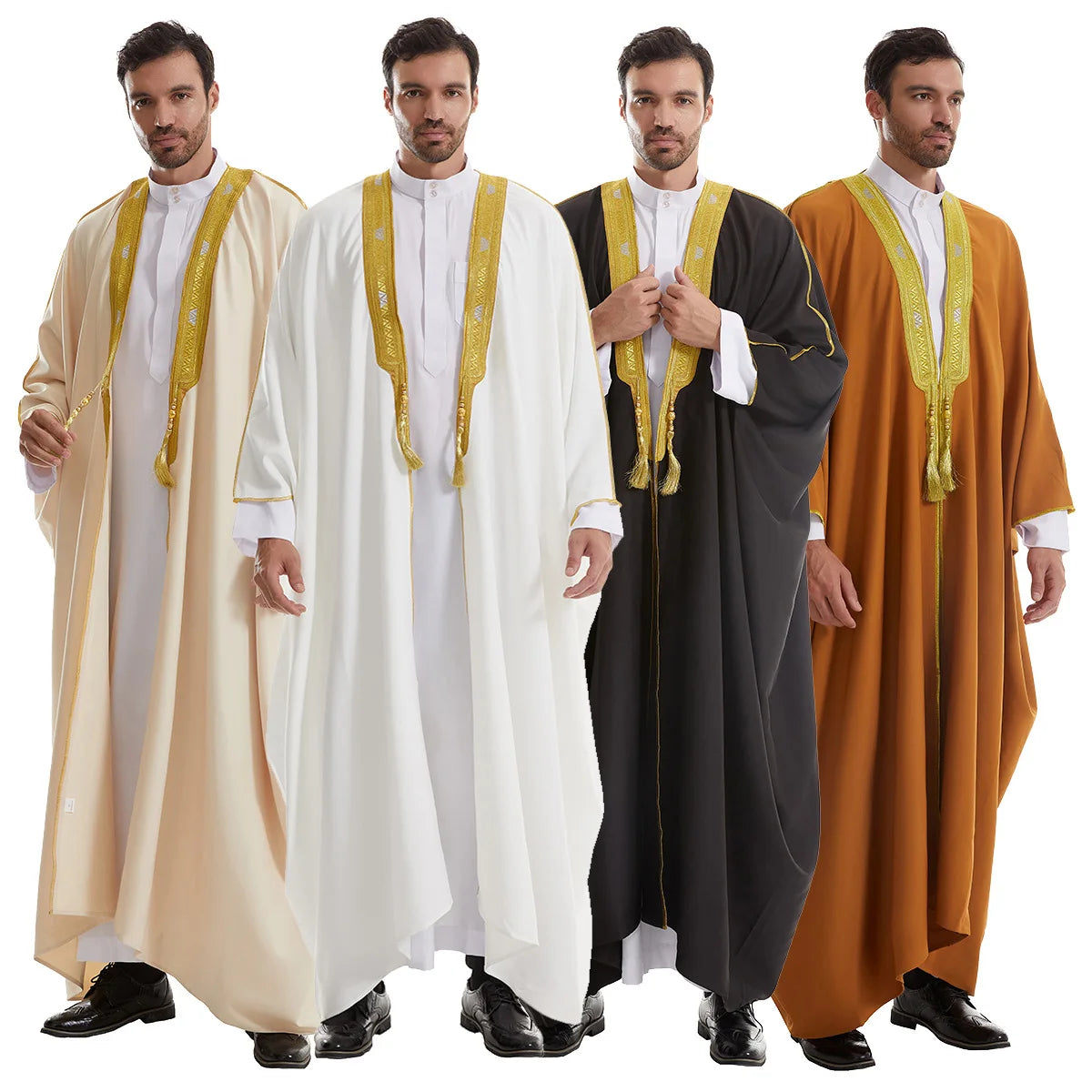 Men's Thick Fabric Embroidered Outer Robe, Middle East, Luxury, Dubai, Arab, Arab, Muslim, Ramadan, Morocco, Fashion