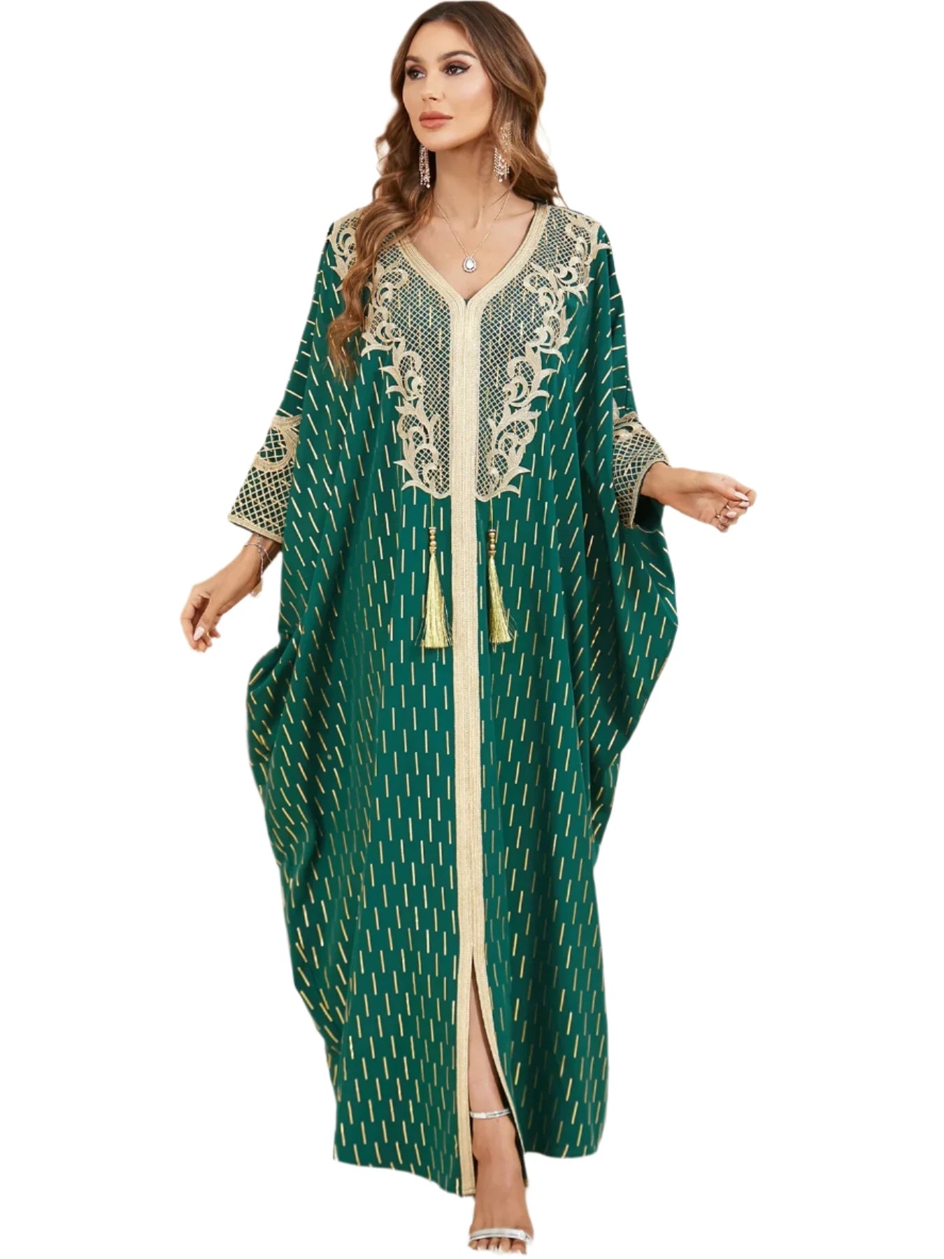 African Muslim Dress for Women Abayas Bat Sleeve Abaya Loose Oversized Caftan Tassel Islam Vestidos Moroccan Kaftan Elbise 2024