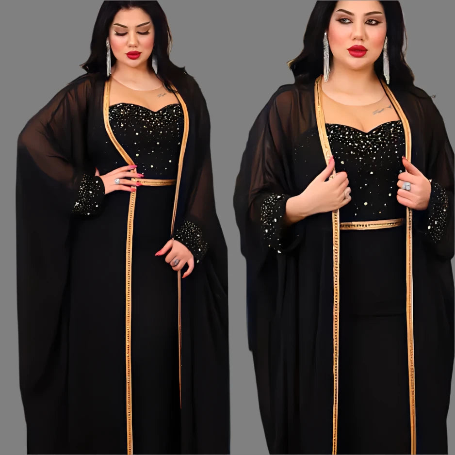 African Party Dresses for Women Boubou Ankara Dashiki 2 Piece Set Outfit Dubai Kaftan Abaya Robe Marocaine Femme Islam Clothing