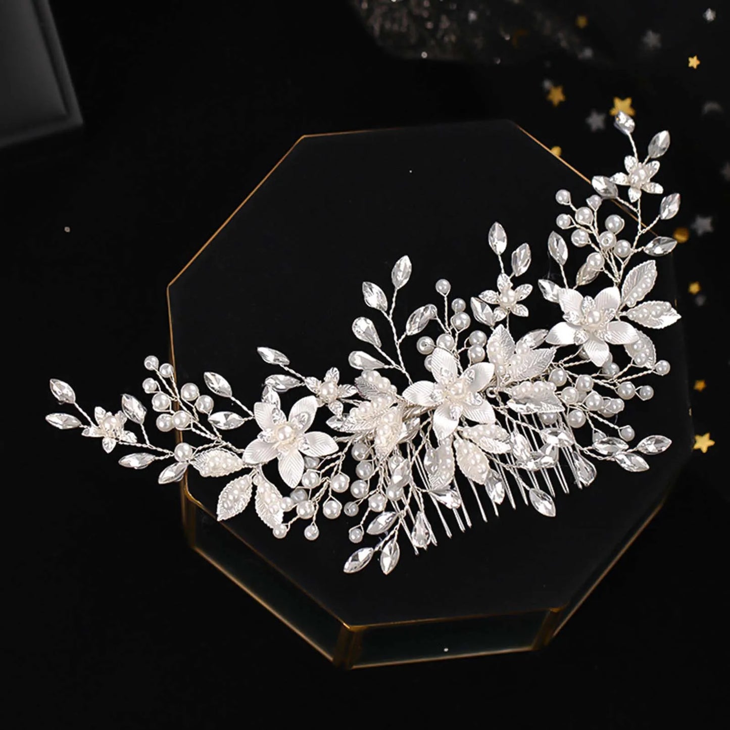 White Pearl Flower Hair Combs Jewelry Bridal Tiaras Women Headband Bridal Hair Jewelry Wedding Hair Accessories For Bride