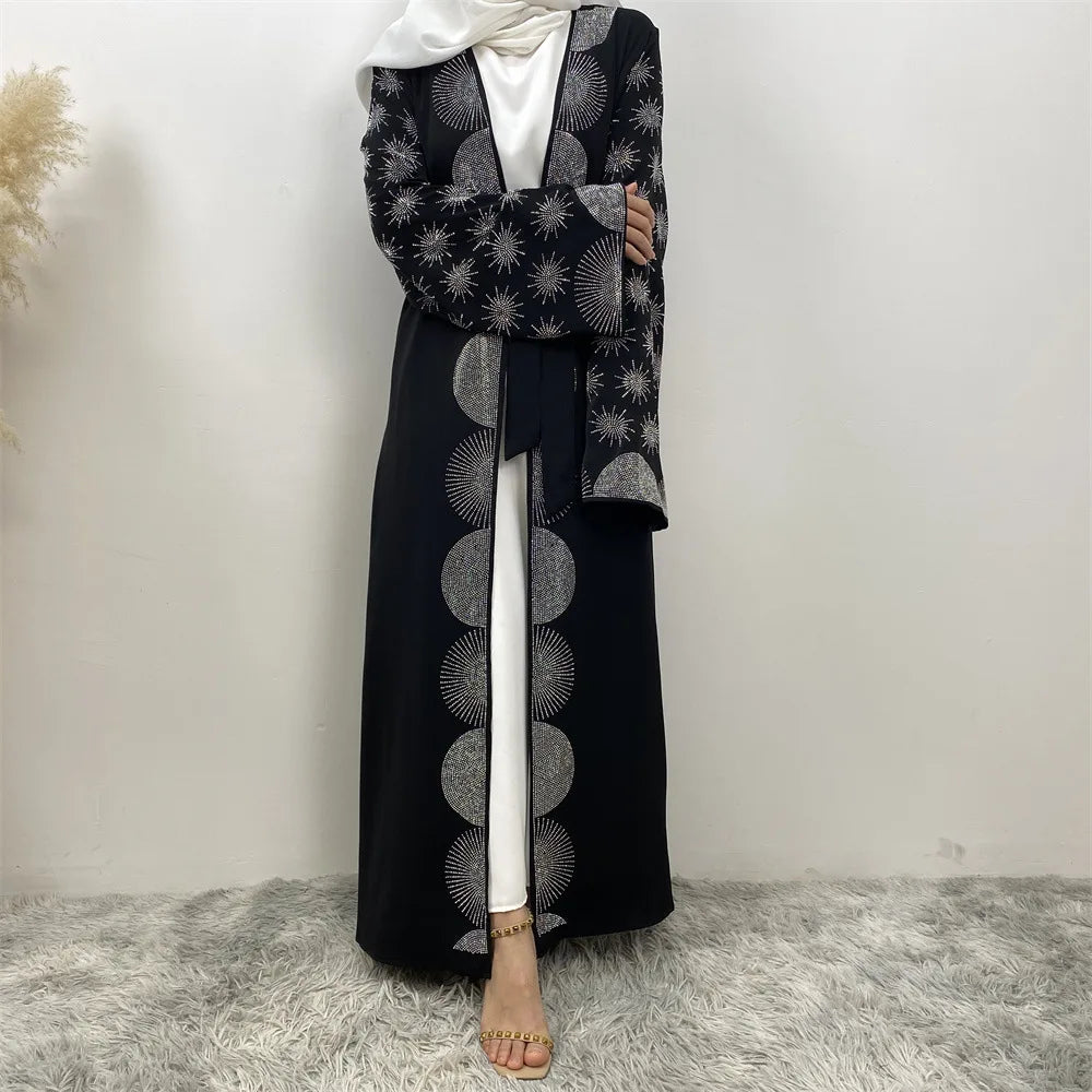 New Dubai Fashion Modest Open Kimono Abayas Diamond