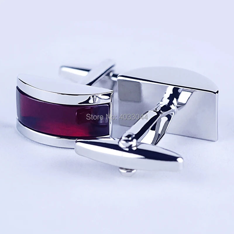 Red Onyx Cufflinks For Shirts Rectangle Men's Accessories Set Rhodium Plated Jewellery 2pcs Cuff Link OnlyArt  Jewelry