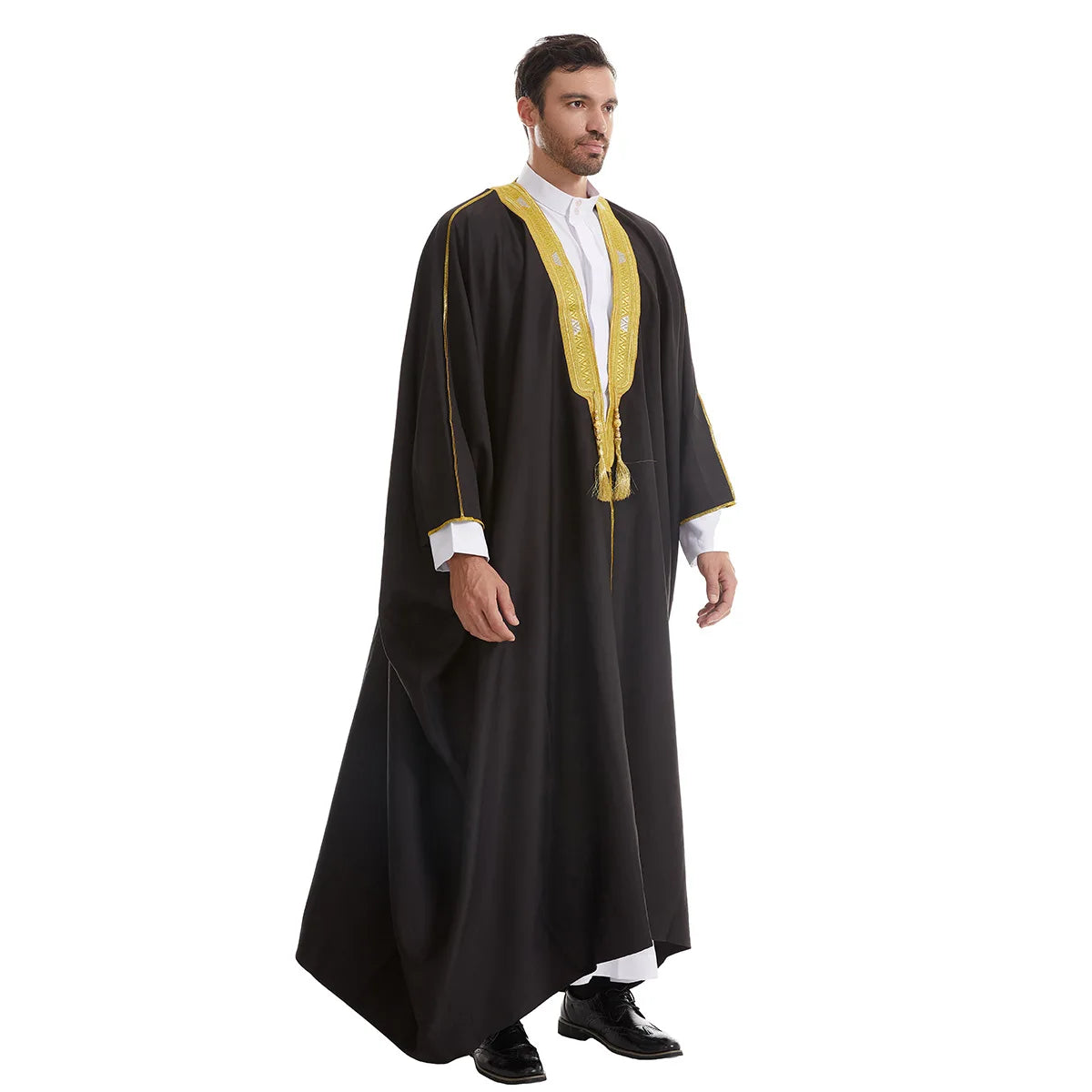 Men's Thick Fabric Embroidered Outer Robe, Middle East, Luxury, Dubai, Arab, Arab, Muslim, Ramadan, Morocco, Fashion