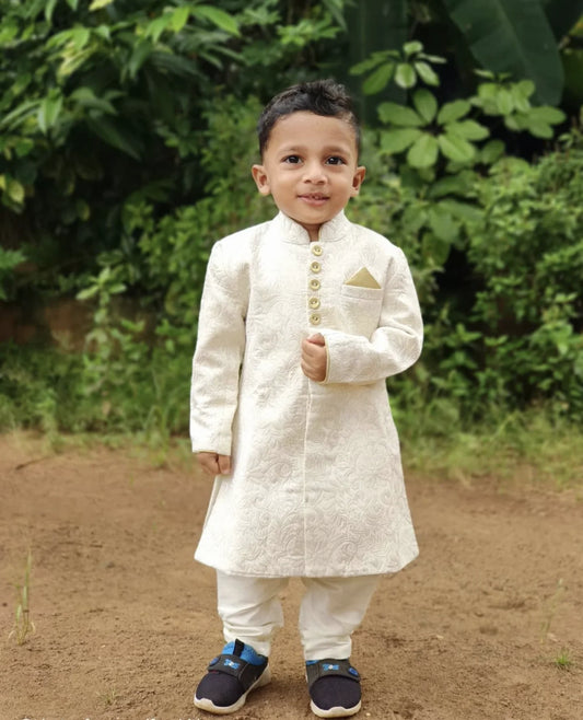 Indian Style Boys Suit Jacquard Print Long Blazer With Pants Special Festival Dress/Child Fashion Clothes Custom Made Jacket Set