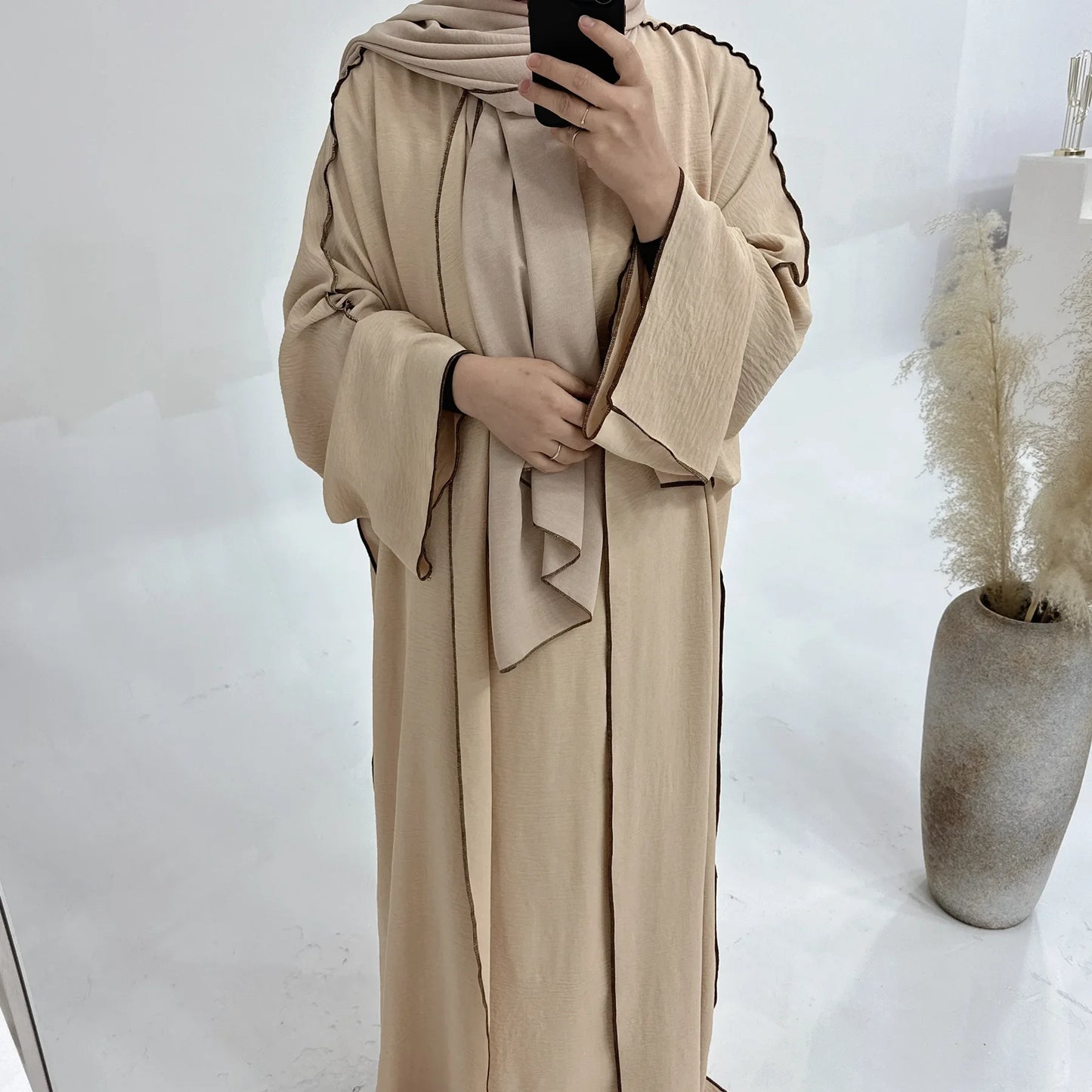 Turkey Dubai Abayas Muslim Set Cardigan Inner Lap and Turban Muslim Long Robes Three-piece Muslim Open Abayas for Women Dress