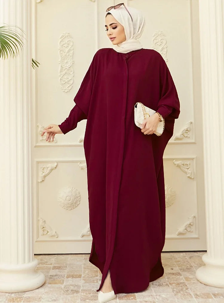 Casual Abayas for Women Clothing Muslim Fashion Bat Sleeve Long Dresses Abaya Kimono Dubai Hijab Dress Caftan Jilbab Kaftan