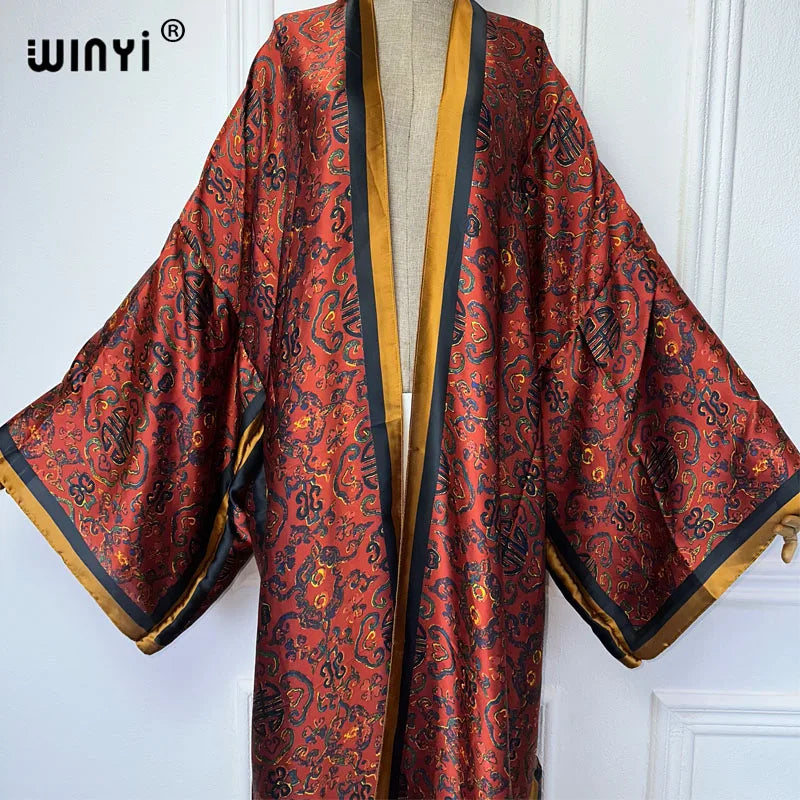 Retro print Kimono Summer Cardigan Female Blouse abaya