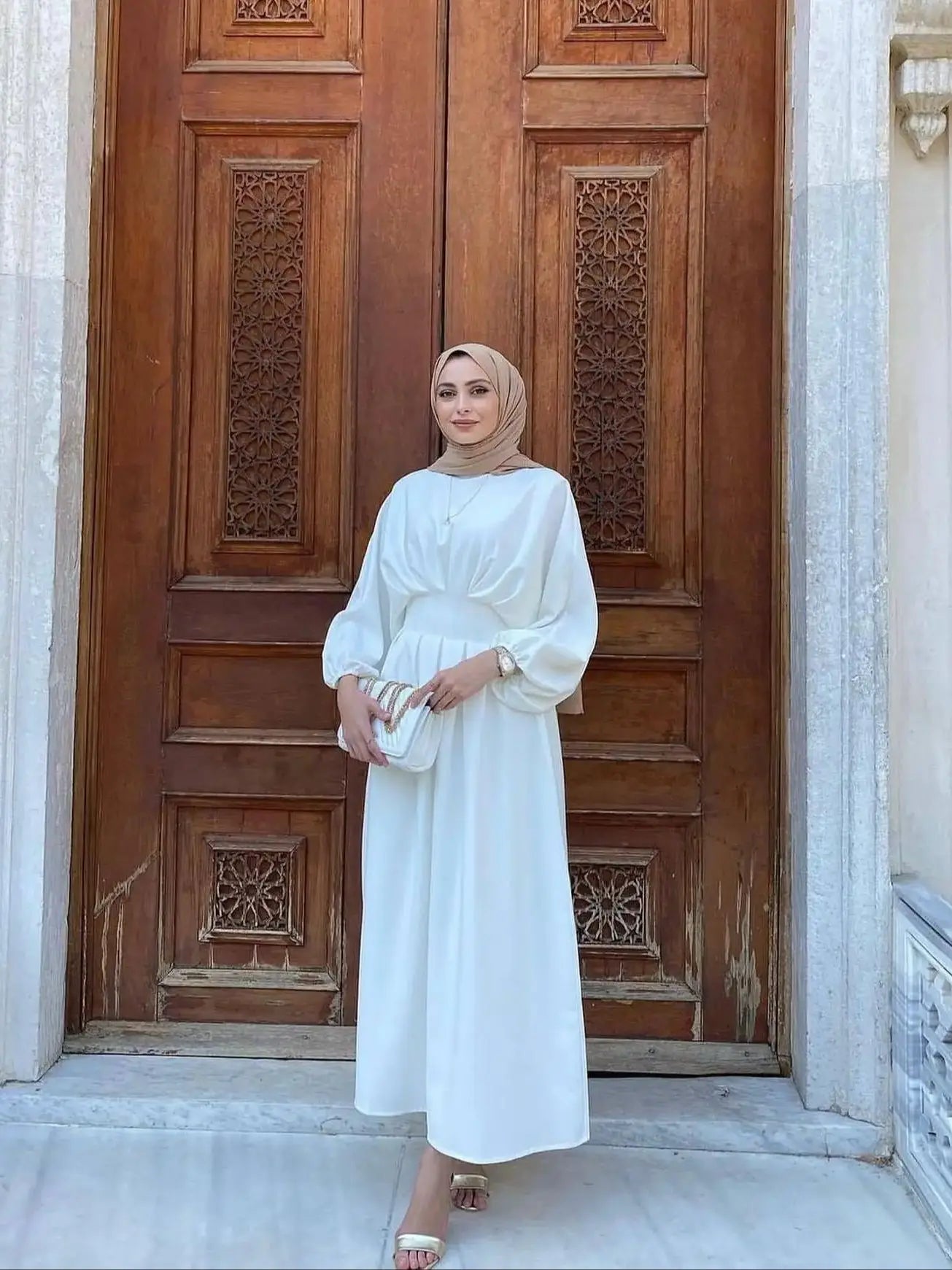 Fashion Jazz Muslim Dress Elastic Cuff Sleeve Robe Female Full Length Umbrella Dubai Modest Abaya Women Muslim Dress wy2028