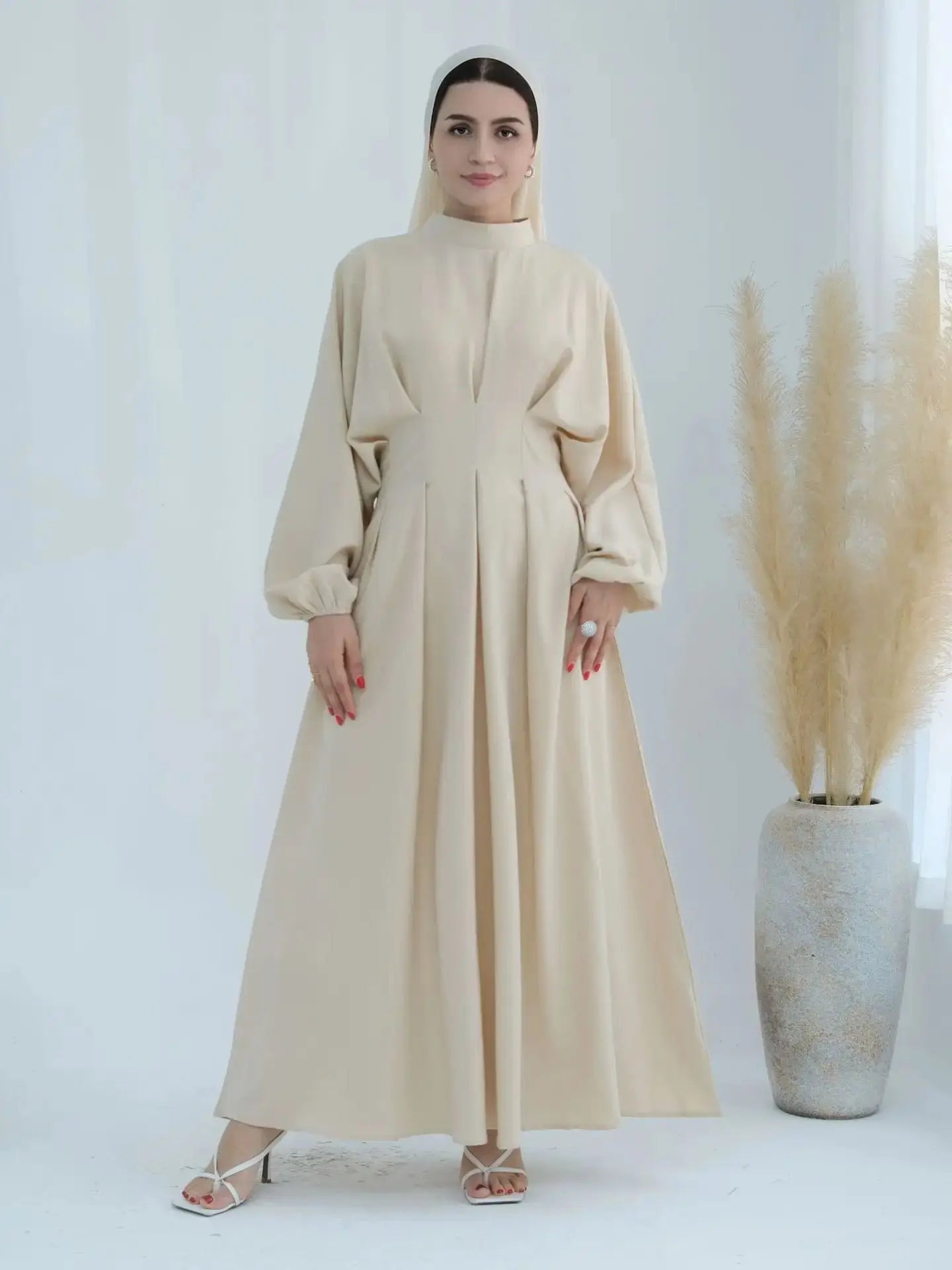 Fashion Jazz Muslim Dress Elastic Cuff Sleeve Robe Female Full Length Umbrella Dubai Modest Abaya Women Muslim Dress wy2028