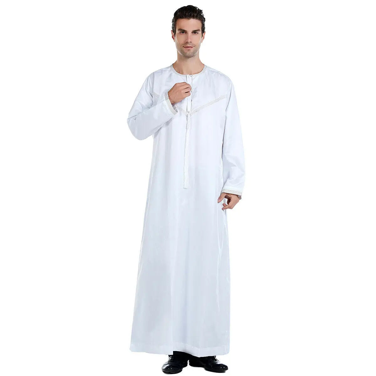 Arab Thobe Thoub Islamic Muslim Clothing Jubba Mens Robe Long Sleeve Saudi Arabe Kaftan Indian Dress Abaya Plus Size Oman Robes