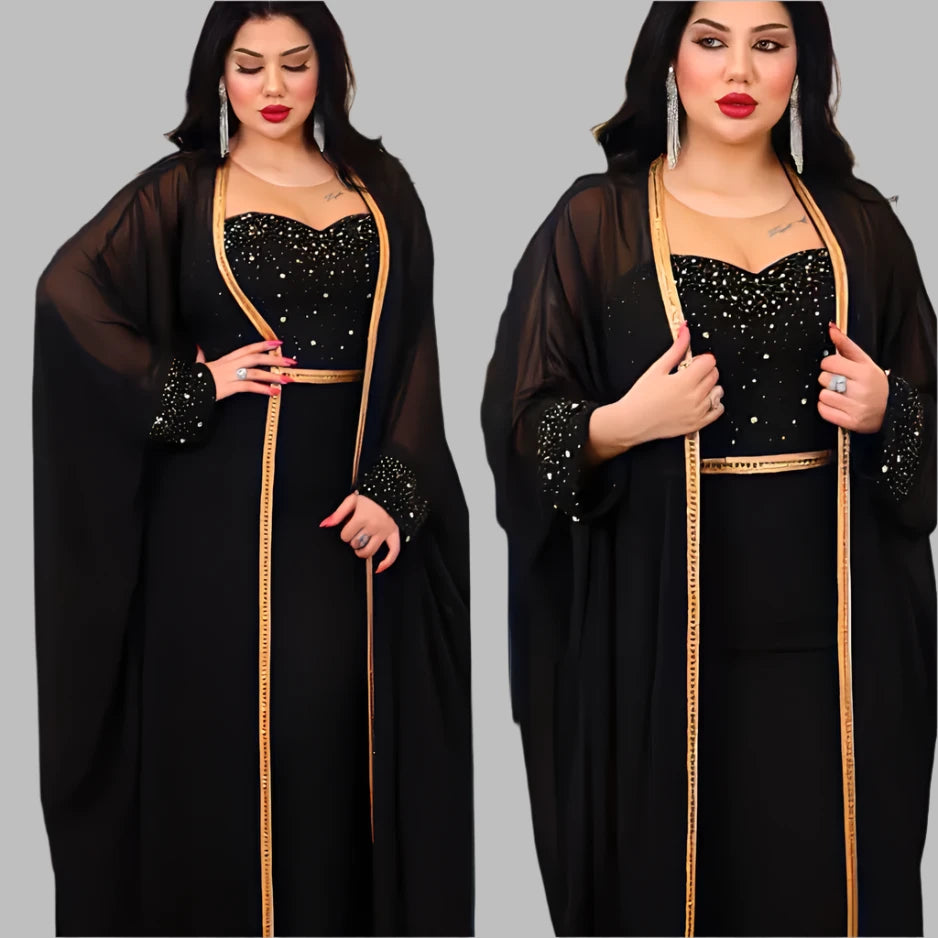 African Party Dresses for Women Boubou Ankara Dashiki 2 Piece Set Outfit Dubai Kaftan Abaya Robe Marocaine Femme Islam Clothing