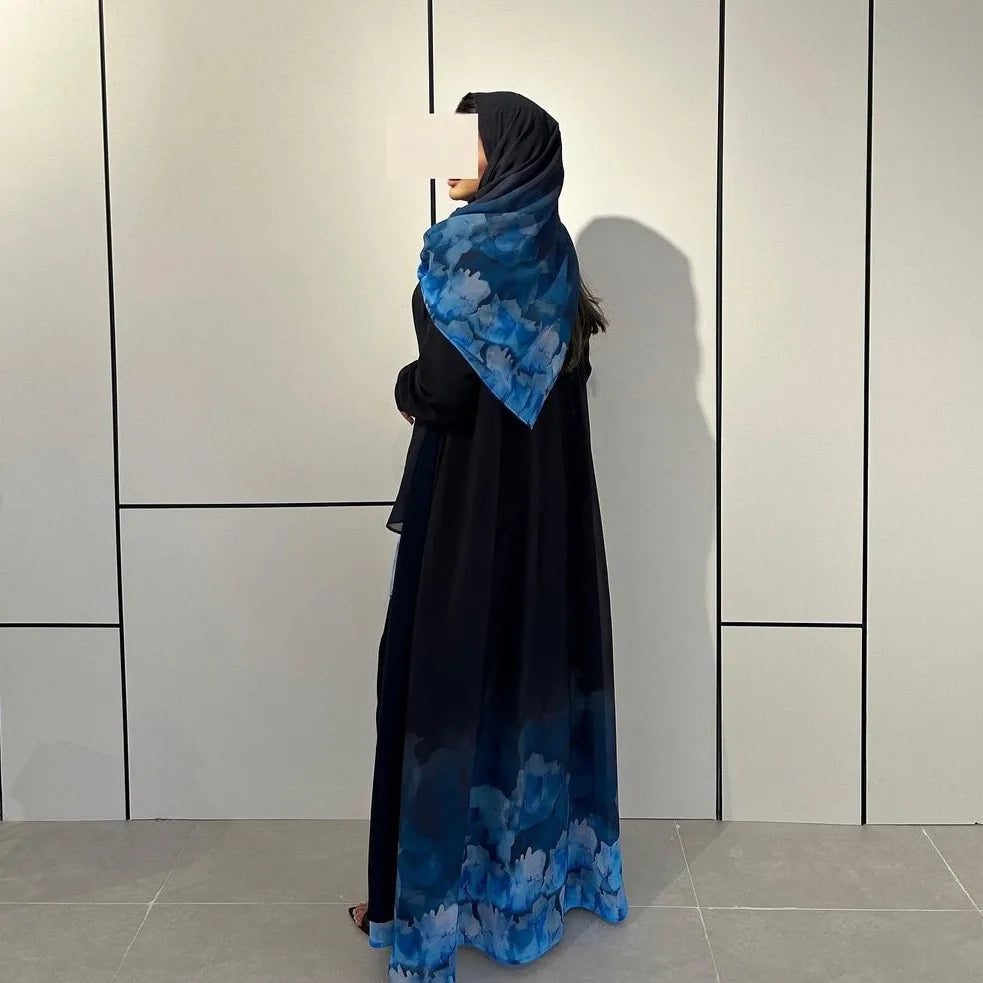 Print Open Kimono Abaya Dubai Luxury Islam Muslim Kaftan Dress Abayas Hijab Set Women Robe Caftan Marocain Femme Musulmane