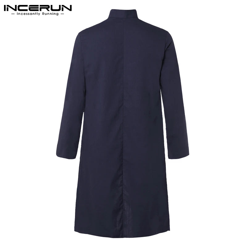 Brand Basic  Mens Shirts Long Sleeve  Dress Islamic Clothing Chemise Elegant Kaftan Robe Pakistani Man Clothes S-5XL