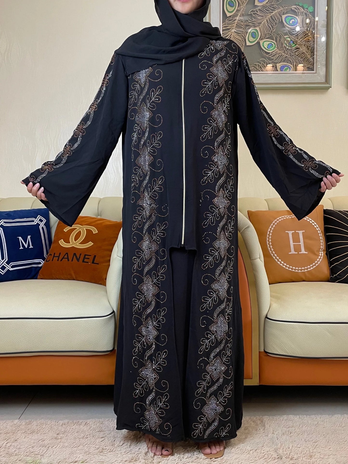 New Abayas For Women Elegant Hijab Dress Dubai Turkey Muslim Long Sleeve  Caftan Marocain Shiny Stones Kimono Islamic Clothing