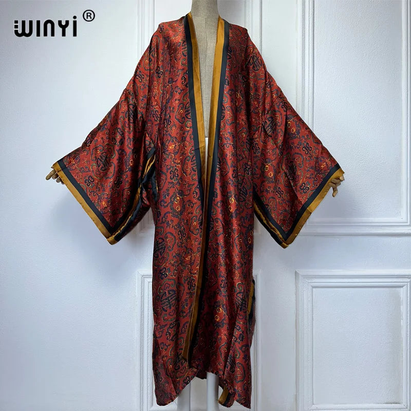 Retro print Kimono Summer Cardigan Female Blouse abaya