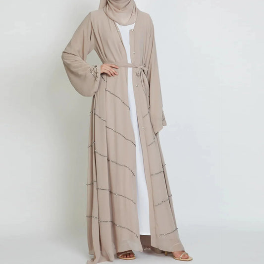 Muslim Kimono Abaya Dubai Summer Party Elegant Hijab Dress