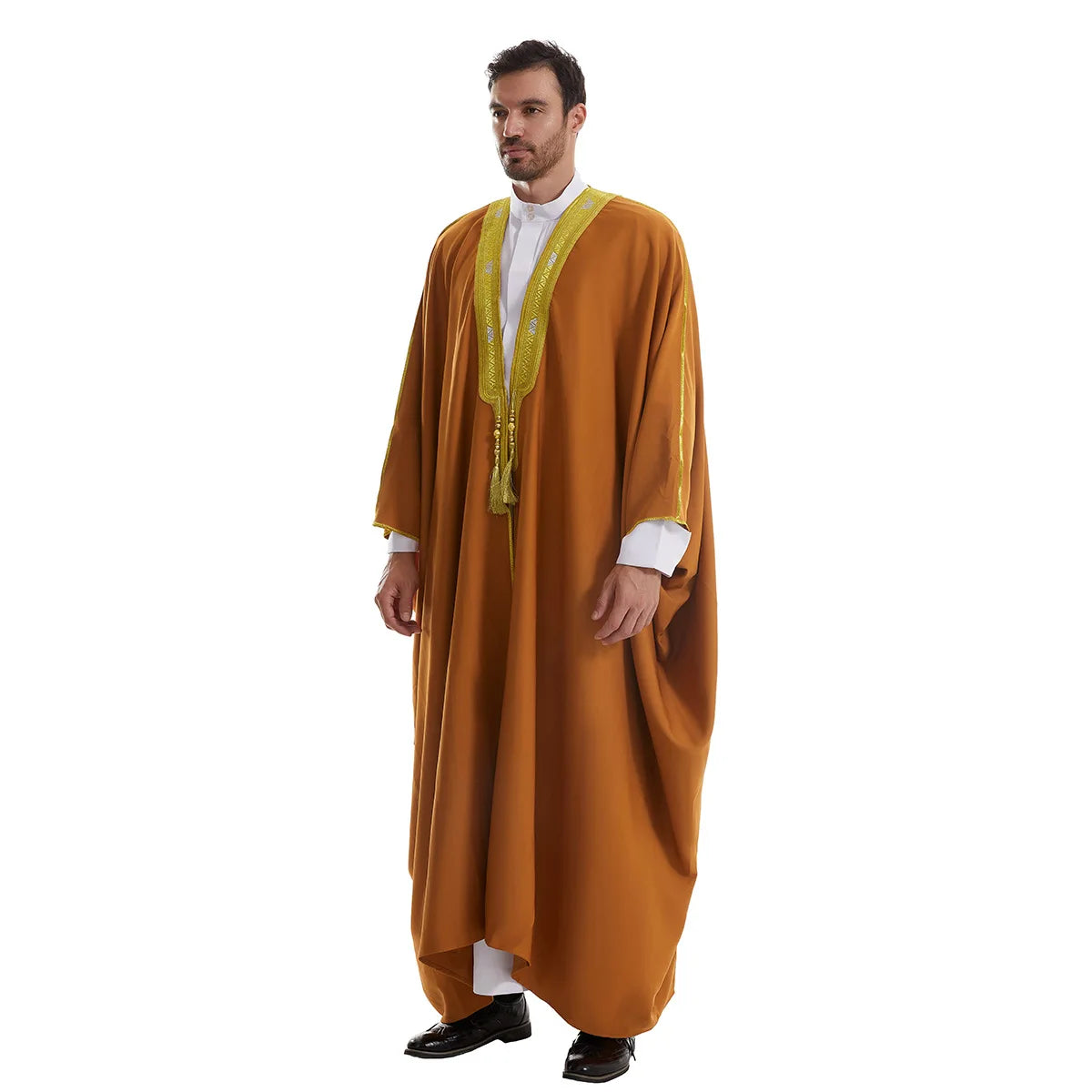 Men's Thick Fabric Embroidered Outer Robe, Middle East, Luxury, Dubai, Arab, Arab, Muslim, Ramadan, Morocco, Fashion