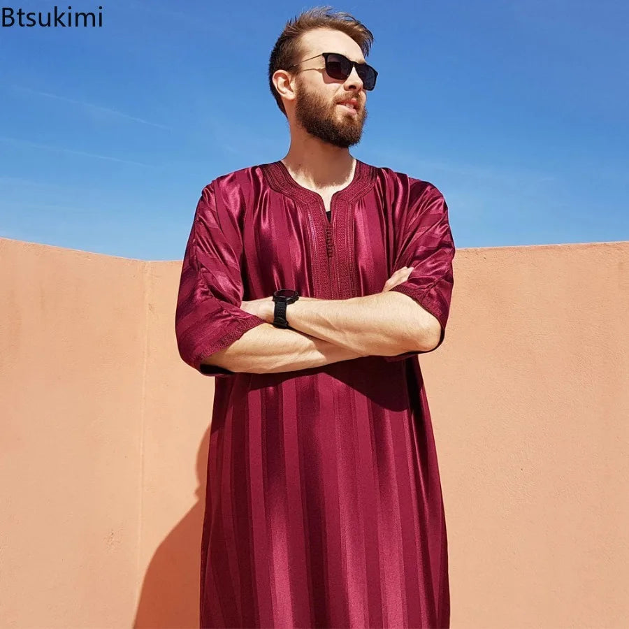 Men Arab Muslim Fashion Islamic Clothing Men Embroidered Jubba Thobes