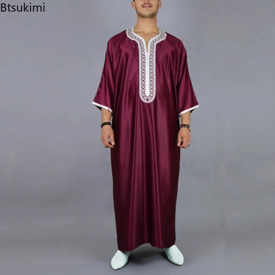 Men Arab Muslim Fashion Islamic Clothing Men Embroidered Jubba Thobes