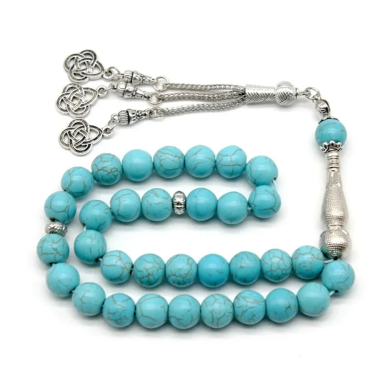 Retro 10mm Tasbih Handmade Beaded Blue Turquoise Muslim