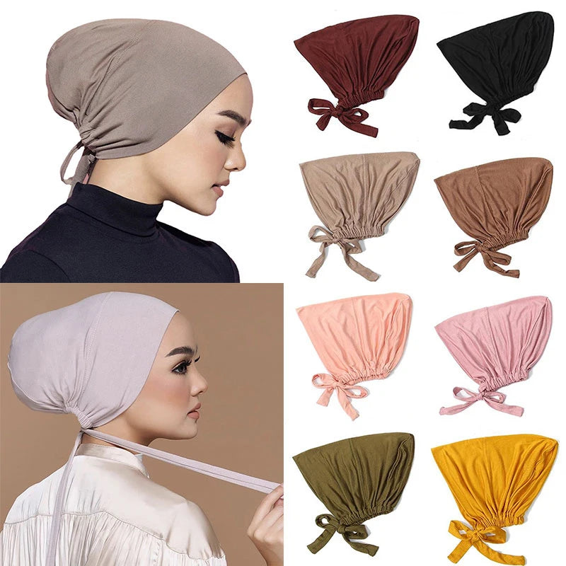 New Soft Modal Muslim Turban Hat Inner Hijab Caps