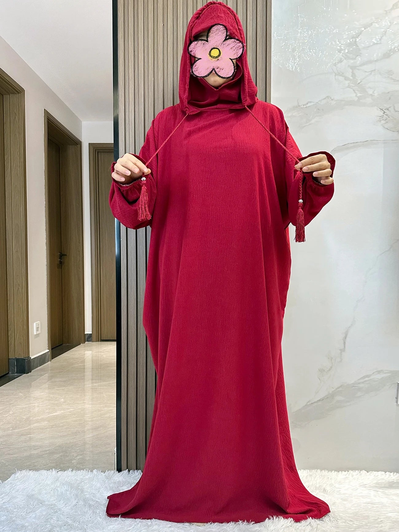 Muslim Abaya Long Sleeve 2 Hat Khimar Women