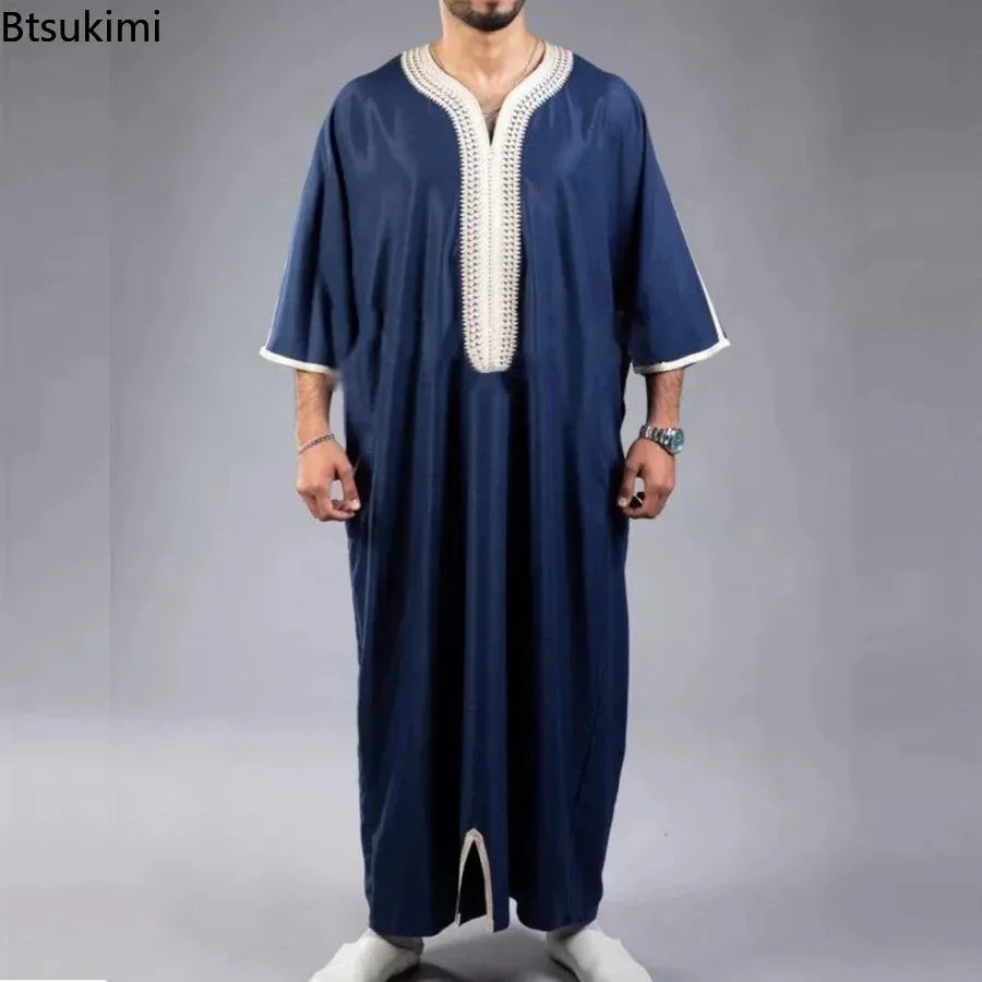 Men Arab Muslim Fashion Islamic Clothing Men Embroidered Jubba Thobes