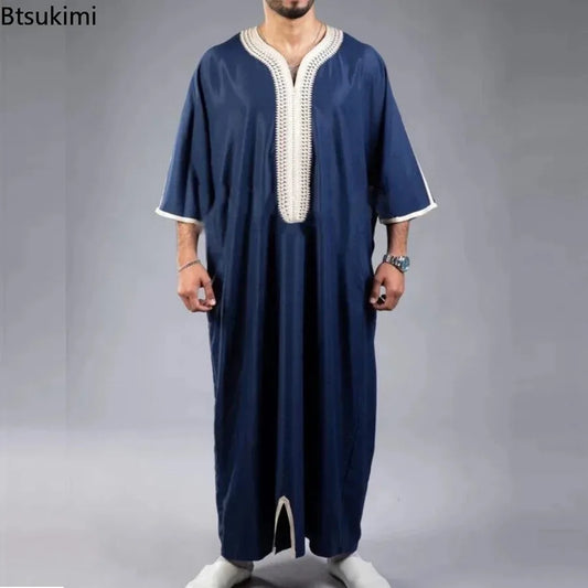 Men Arab Muslim Fashion Islamic Clothing Men Embroidered Jubba Thobes