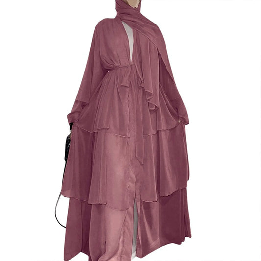 Muslim Chiffon Open Abaya Dubai Turkey Kaftan Cardigan Robe Abayas Dresses For Women Casual Robe Kimono Caftan Islam Clothing