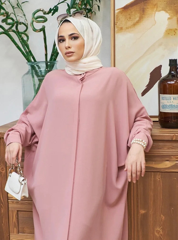 Casual Abayas for Women Clothing Muslim Fashion Bat Sleeve Long Dresses Abaya Kimono Dubai Hijab Dress Caftan Jilbab Kaftan