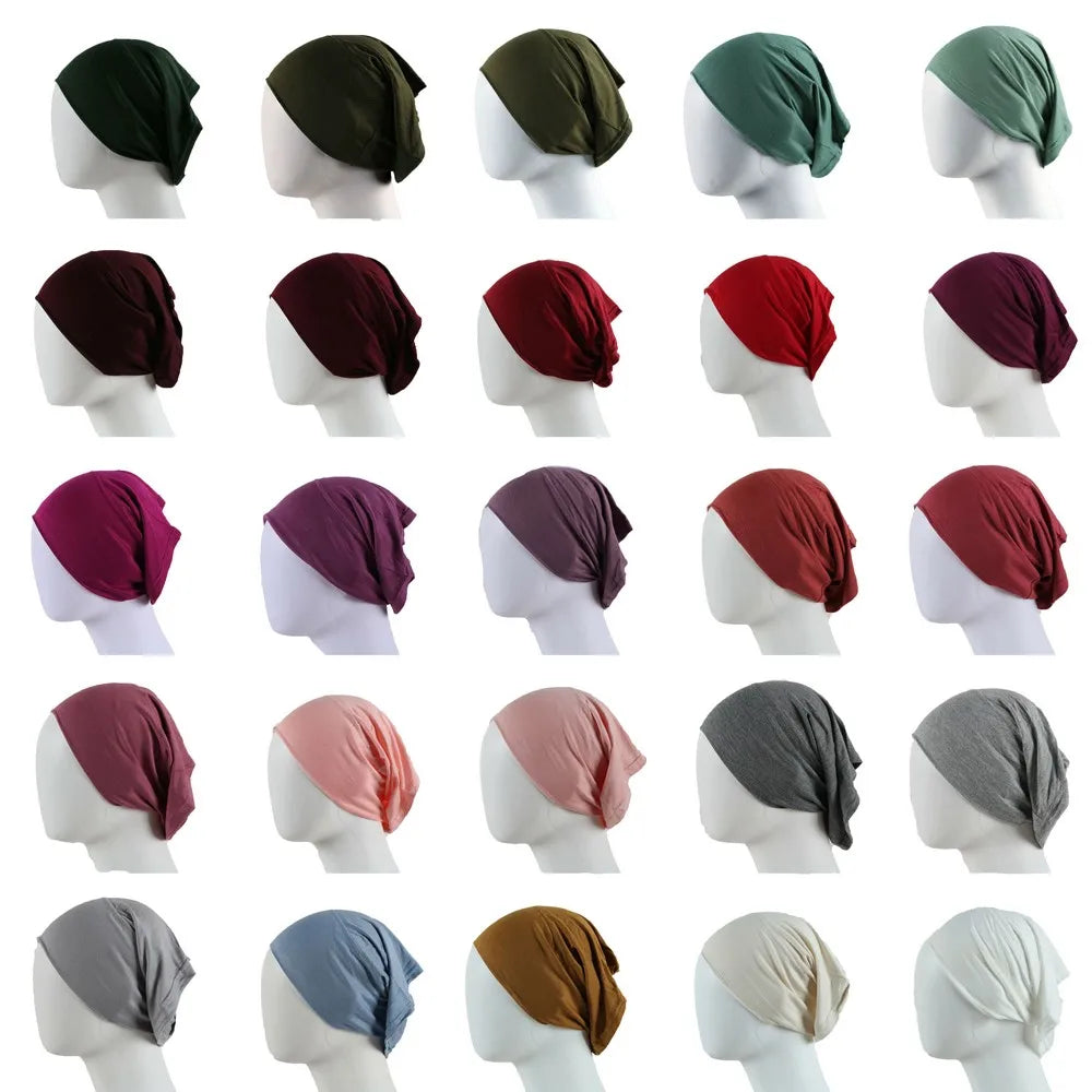 Inner Hijab Cap Muslim Turban Islam Underscarf  Undercap Bonnet 53 Color Soft Jersey Stretch HIjabs Tube Caps Turbante Mujer